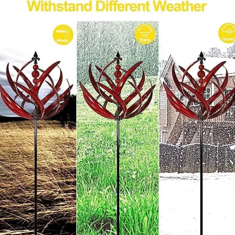 Harlow Wind Spinner Metal Windmill 3D Wind Powered Kinetic Sculpture Lawn Metal Wind Solar Spinners Yard Garden Decoration 250220