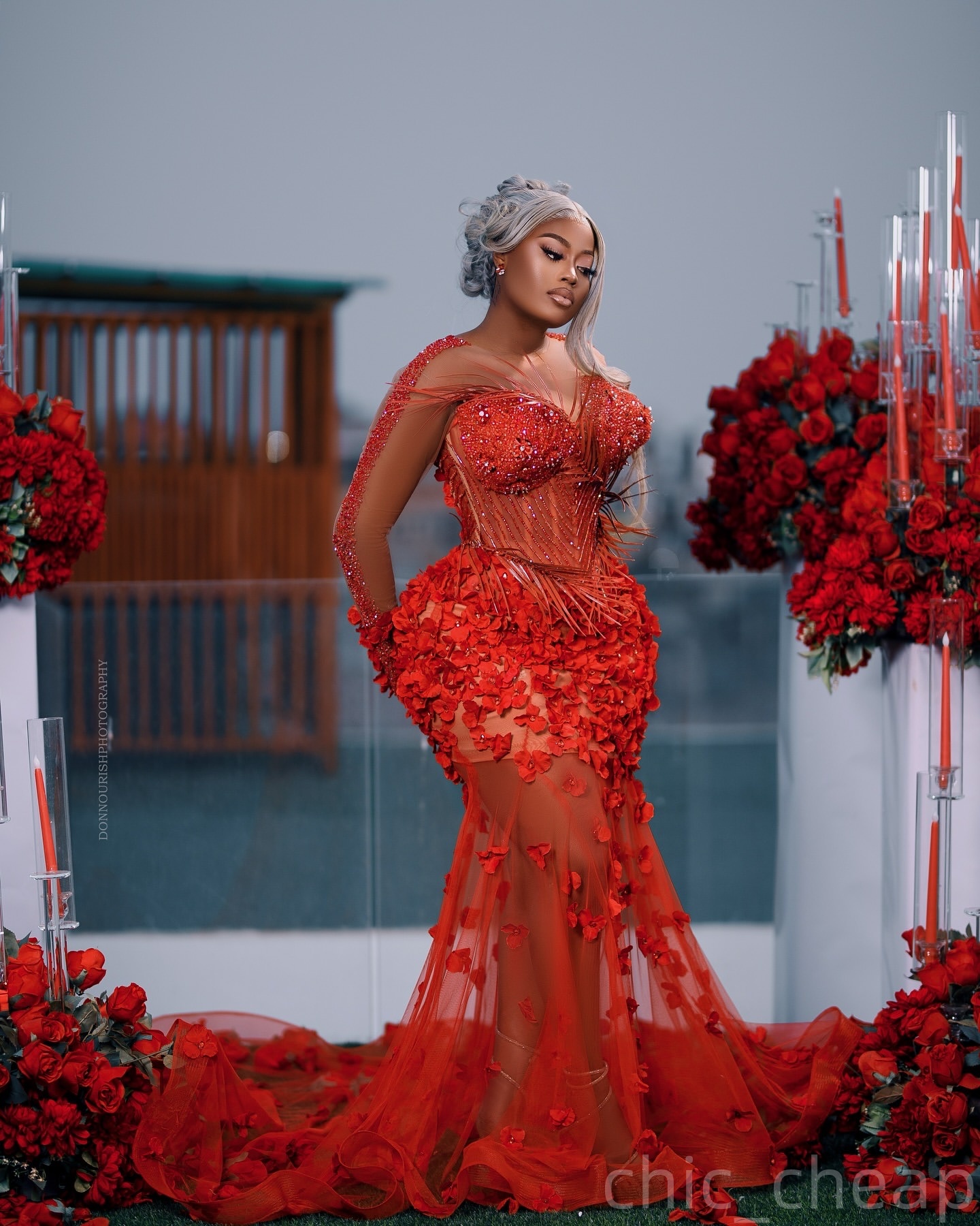 Red Mermaid Prom Dresses 2025 Floral Flowers Crystals Beaded Evening Formal Party Second Birthday Engagement Gowns Plus Size Dress For Special Occasio