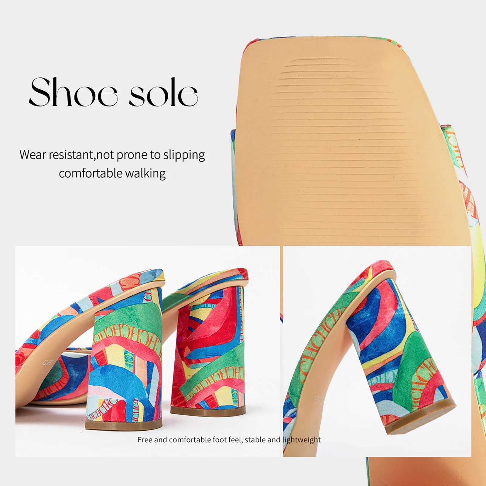 Wens New High-heeled Shoes Fi Mahing Color Collisi Design Exquisite Versatile Ladies Outdoor Slippers Y250215