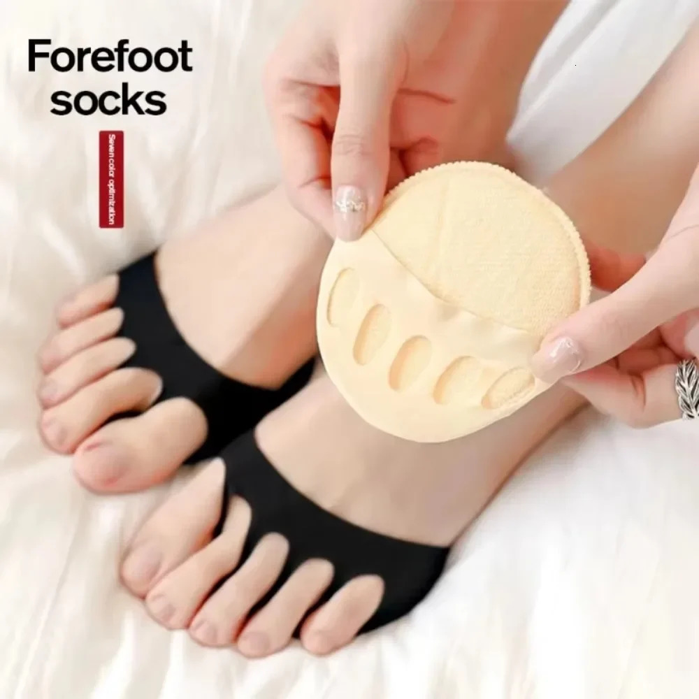 24pcs Five Toes Forefoot Pads for Women High Heels Half Insoles Invisible Foot Pain Care Absorbs Shock Socks Toe Pad Inserts 250219