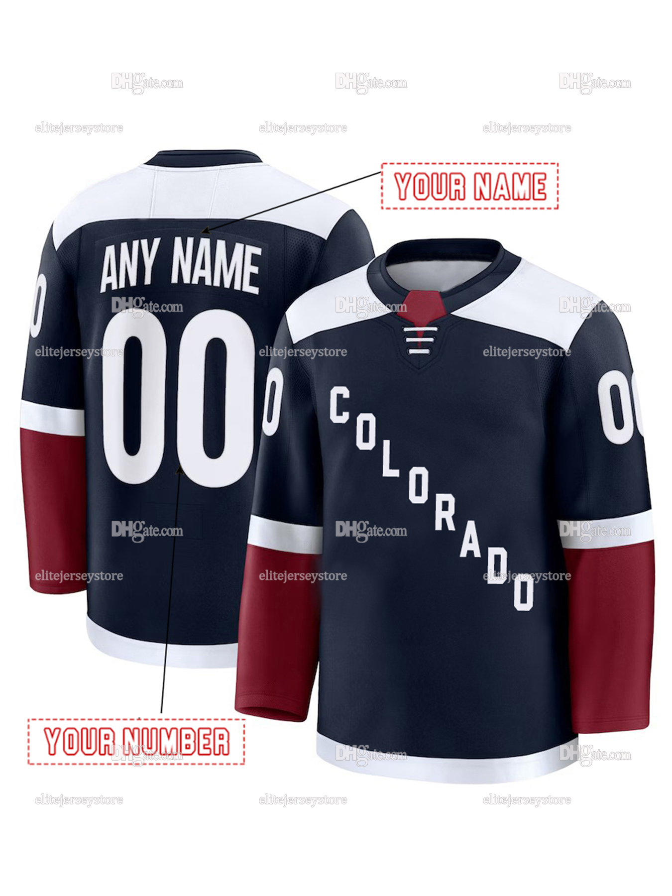 Personalized Custom Hockey Jersey Nathan MacKinnon Makar Toews Landeskog Felhaber Blackwood Embroidered Letter Number Design