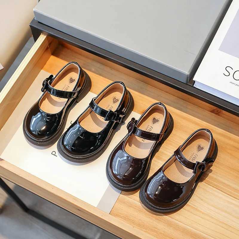 Little Girl Leather Shoes Black Kids School Uniform Mary Jane Shoes Sweet Side Bowknot Children Versatile Causal Shoes Fashion X250220