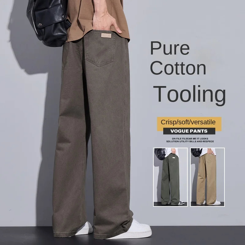 Black Khaki Baggy Pants Men Clothes Loose Streetwear Cotton Wide Leg Casual Trouser For Men Harajuku Men Pants 250220