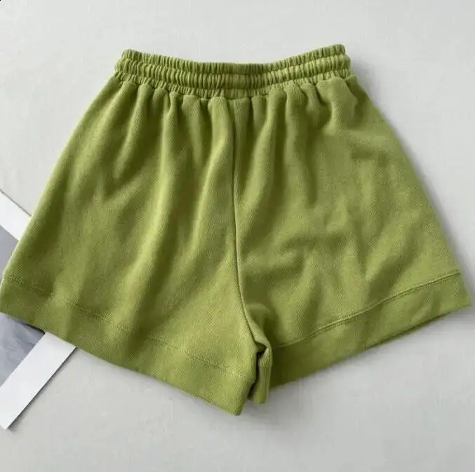 Spring And Summer Fashion Leisure Sports High Waist Straight Solid Color Wide Leg Shorts For Women5 Colors 250217