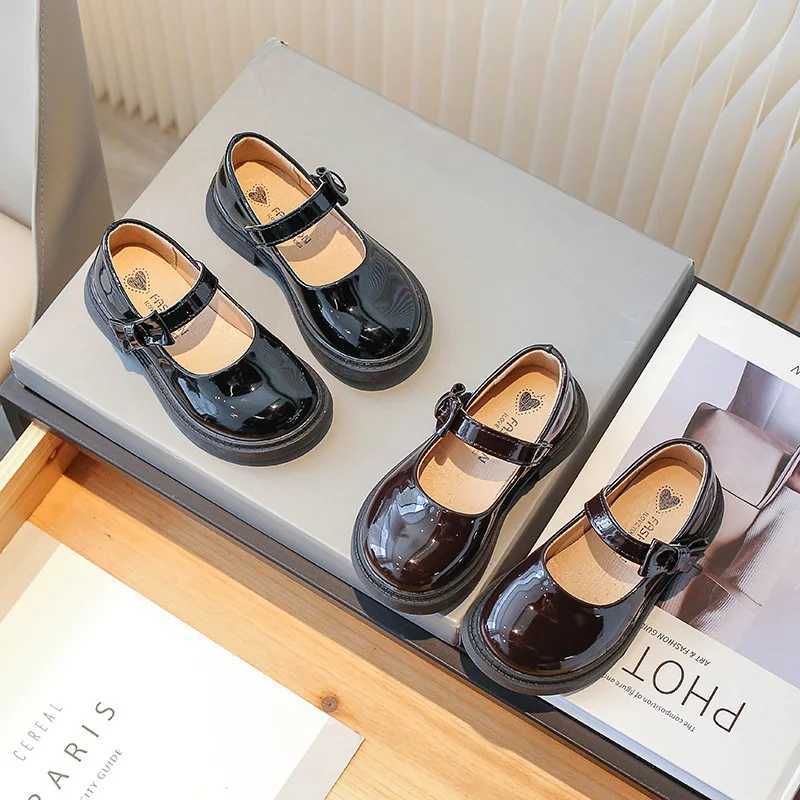 Little Girl Leather Shoes Black Kids School Uniform Mary Jane Shoes Sweet Side Bowknot Children Versatile Causal Shoes Fashion X250220