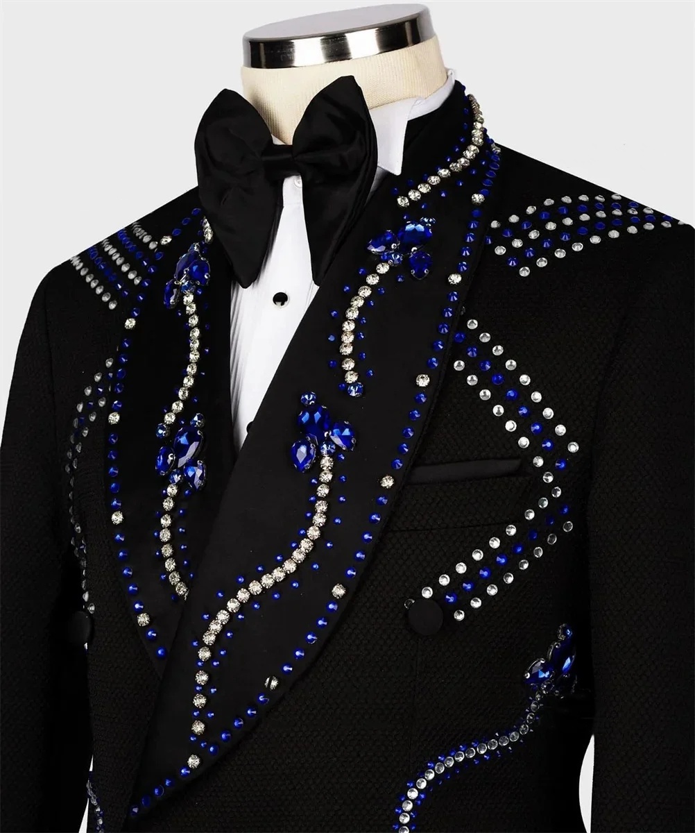 Fashion Men's Suit Rhinestone Beading Shawl Lapel Blazer One Piece Crystal Coat One Button Prom Formal Occasion Customized Only Jacket