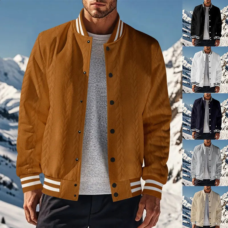 Spring and Autumn Jacquard Baseball Uniform American Style Breasted n Leisure Mens Cardigan Jacket 250218