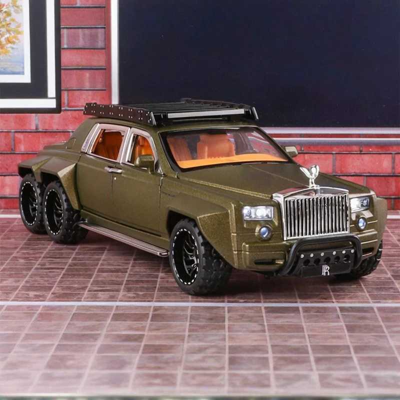 1 32 Rolls Royce Phantom 6X6 Modified Alloy Diecast Metal Model Car Sound Light Childrens Toy Car Birthday Gift Mini GT BoysXJ250220