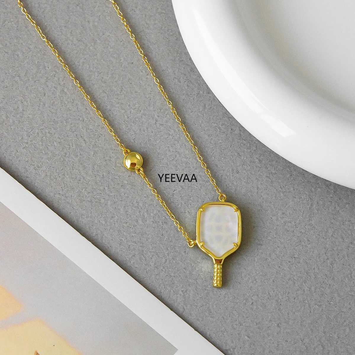 Pendant Necklaces YEEVAA Pickleball Short Pendant Necklace in Ivory Mother-of-PearlFashion JewelryUnique Gifts J2502173IBL
