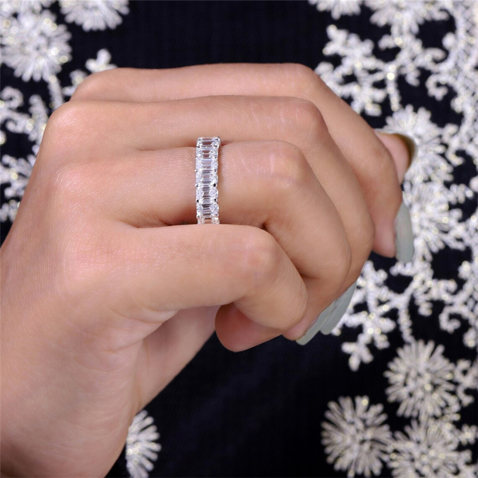 Jewelry 0.21ct Each Emerald Half Eternity Band 14K Real Gold HPHT Diamond Lab Diamond Ring For Women AU750 Ring Luxurious 14K yellow gold