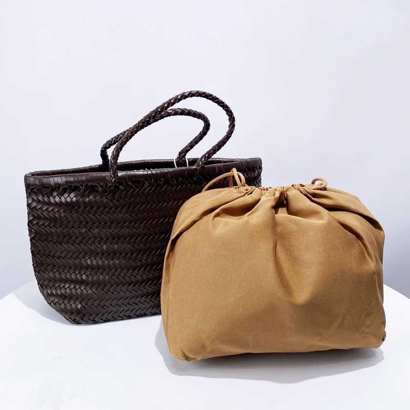 England Style Handwoven Tote Bags For Women Luxury Designer Handbags And Purses 2024 New In PU Inner Pocket Underarm Shoulder Z250219