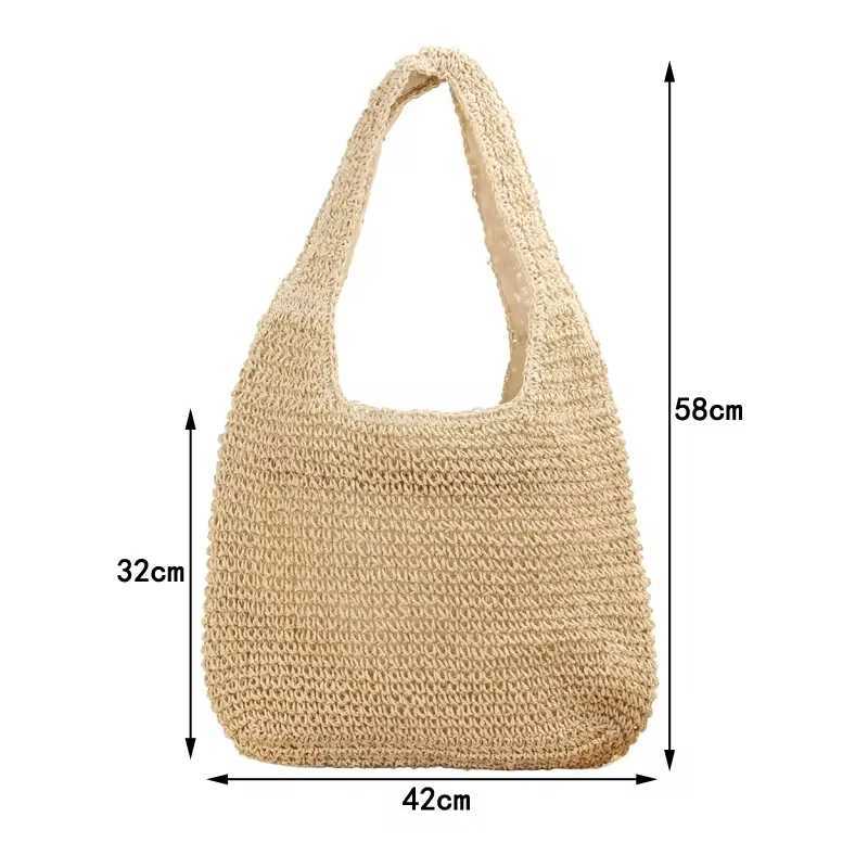 FAshion StrAW Women Shoulder Bags Paper Woven Female Handbags Large Capacity Summer Beach Casual Tote Purses Z250219