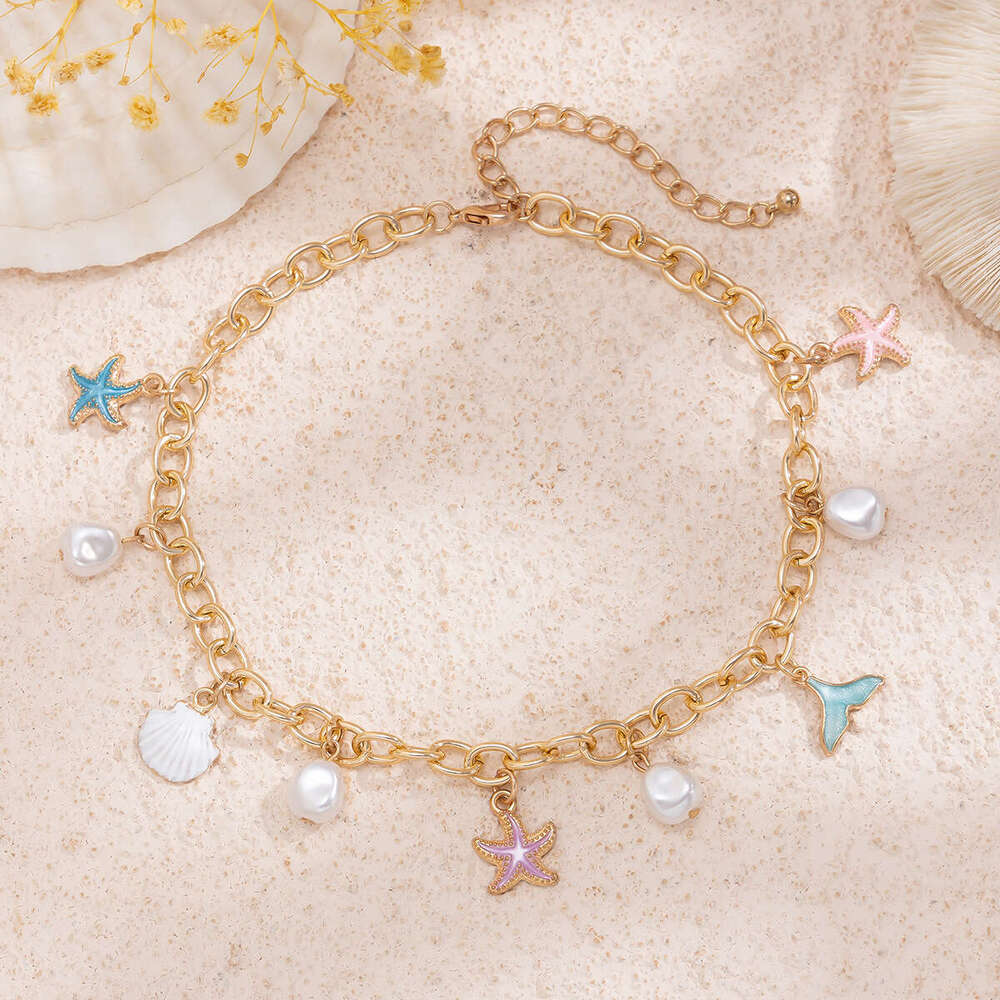 Jewelry Ocean Beach Wind Alloy Starfish Set Accessories Small Fresh Versatile Pearl Necklace