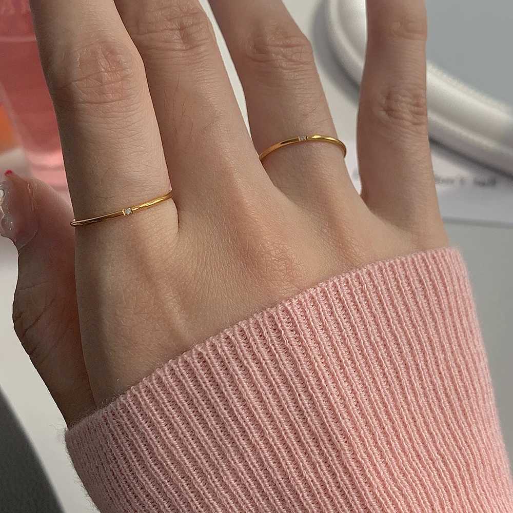 E. B.2024 New Minimum Value 316L Stainless Steel 18k Gold Plated One Two Three AAA Zircon Gold Plated Ring X250220