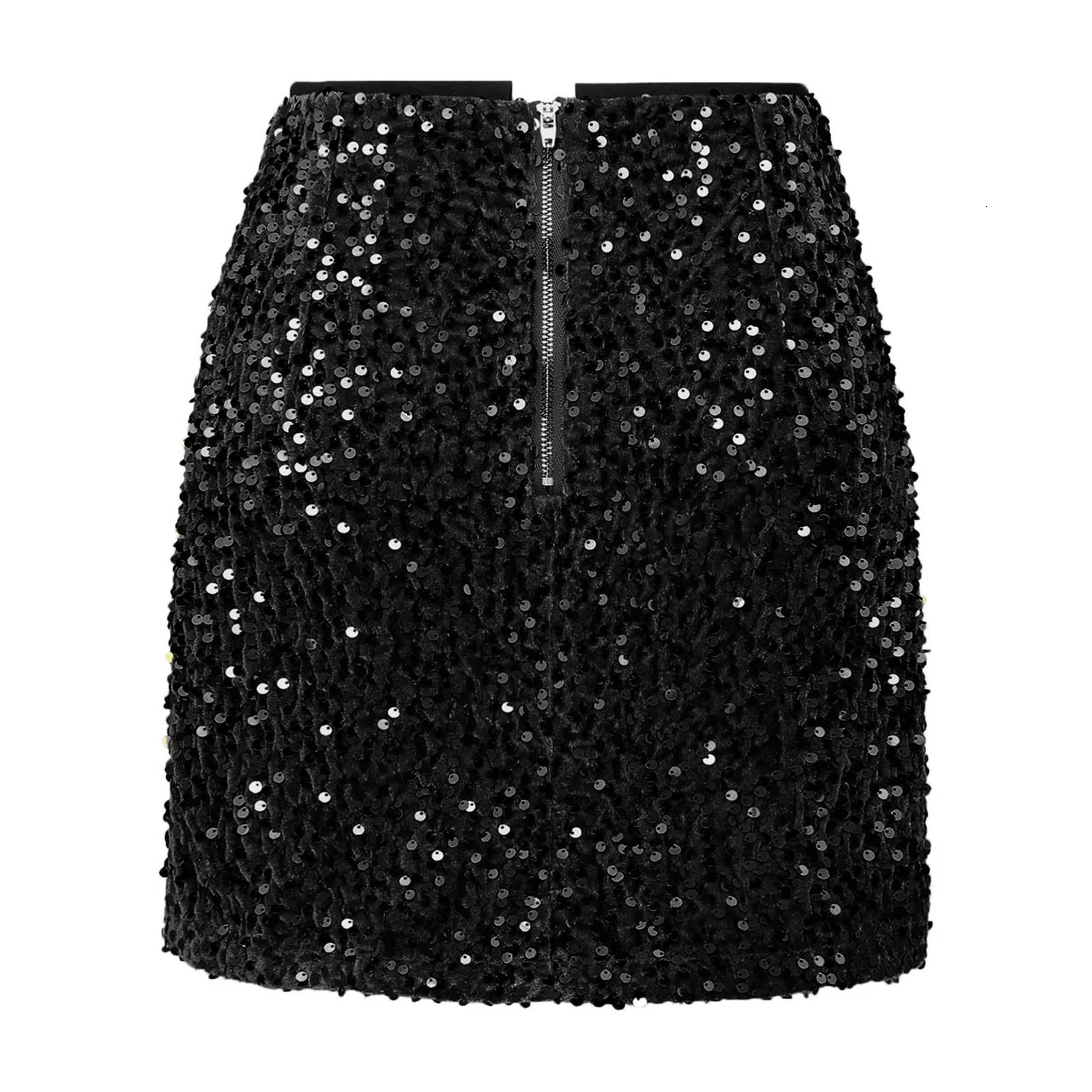 Sequins Mini Skirt High Waist Glitter Slim Fit Bodycon Skirts Solid Color Party Wear Evening Club Female Short 250220