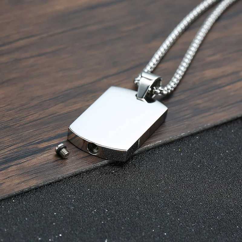 Men Dog Tag Urn NecklaceStainl Steel Ashes Cremation Urn Pendant Necklaces with FunnelCommemorative Jewelry GiftsXJ250219