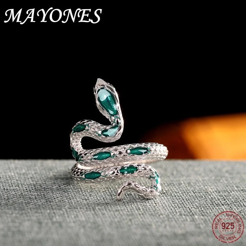 925 Sterling Silver Snake Ring Vintage Fashion Light Open Ring Womens Trendy Jewelry 250220