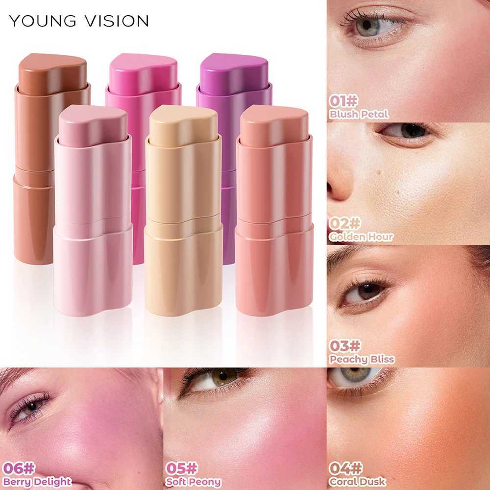 VISION 6-Color Heart-Shaped B Stick Matte Mousse texture is easy to color gift 1pcs makeup brushW250220