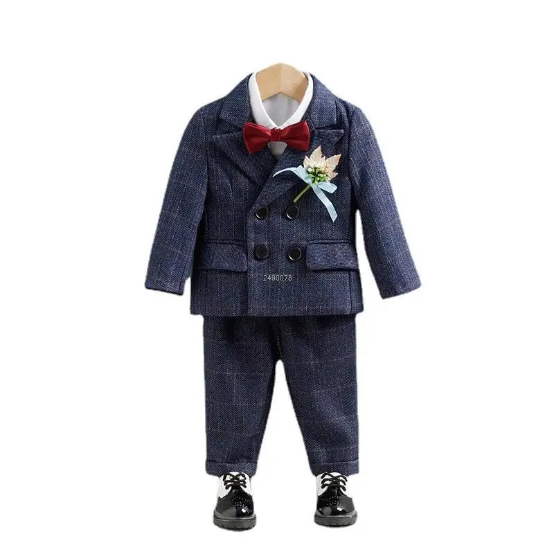 Prince Boys Birthday Dress Kids Beaufitul Pograph Suit Children Formal Wedding Party Performance Dance Tuxedo Wear 250219