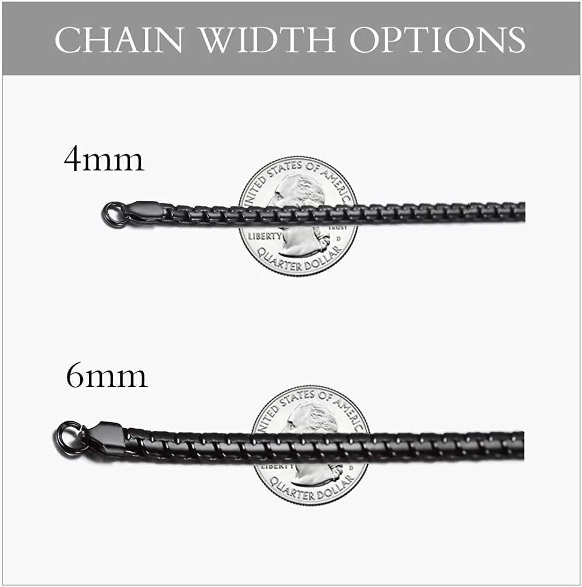 4MM 6MM Flat Box Chain Stainl Steel Necklace for Men Women Black Color Jewelry GiftsXJ250219