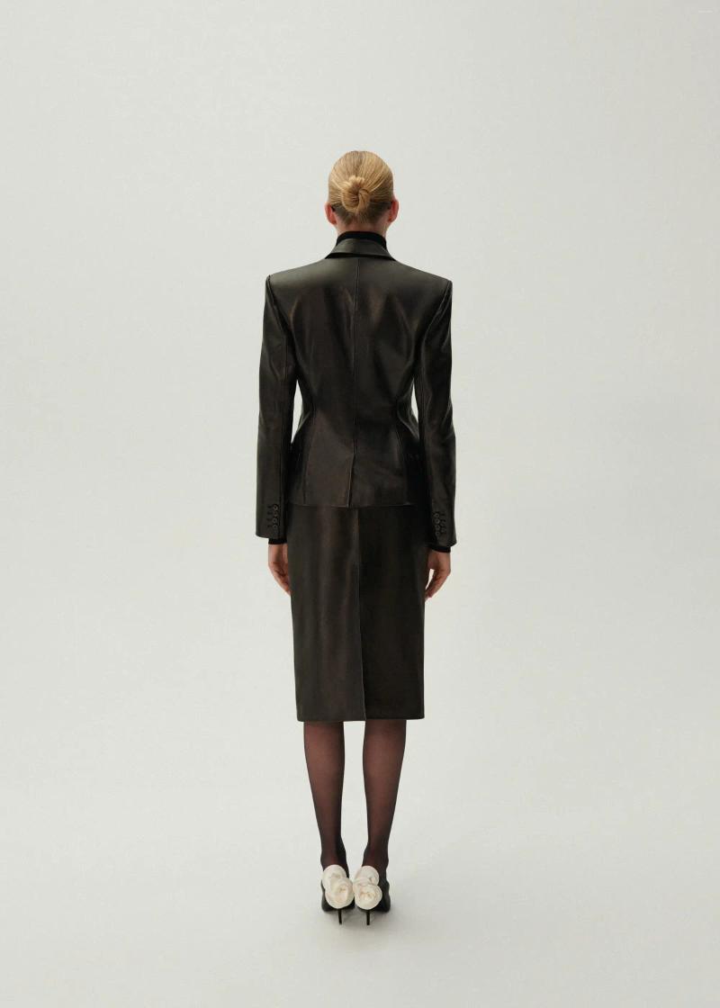 Womens Jackets Fashionable Magda Butrym Leather Jacket With A High-end Feel Handmade By Designer