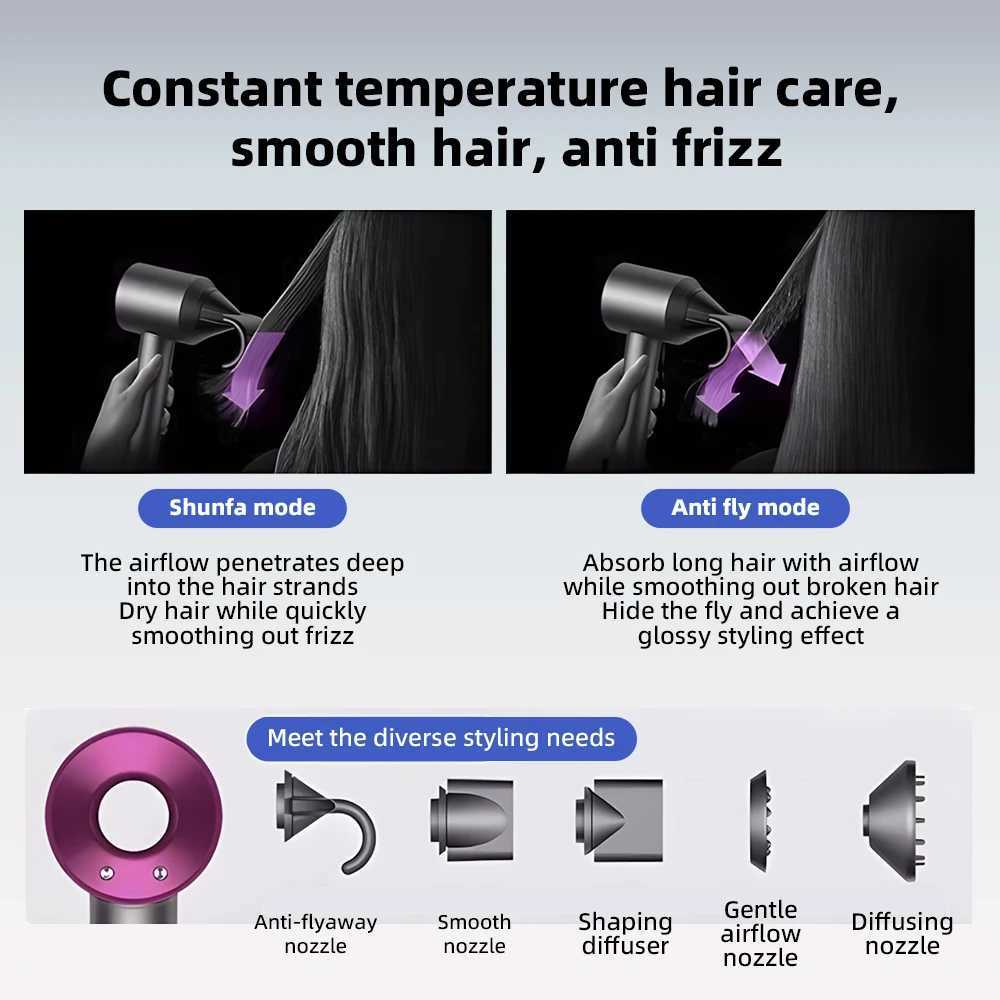 High-speed negative ion hairdryer with constant temperature for quick drying of hair home and travel hair care with high power W250220