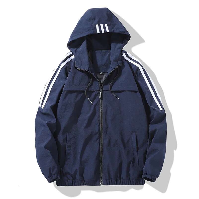 Men's three bar hooded windproof jacket, ultra-thin outdoor sports jacket, bra, autumn and winter, new trend