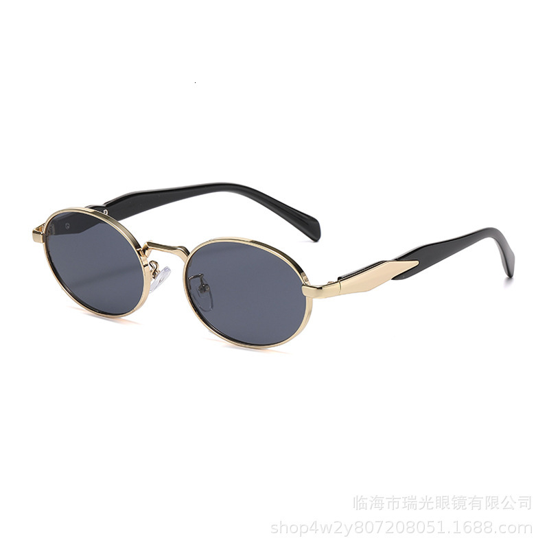 Oval Sunglasses Metal Ins Net Red With 2025 New Street Shot Sunglasses Trend Retro Sunglasses Women
