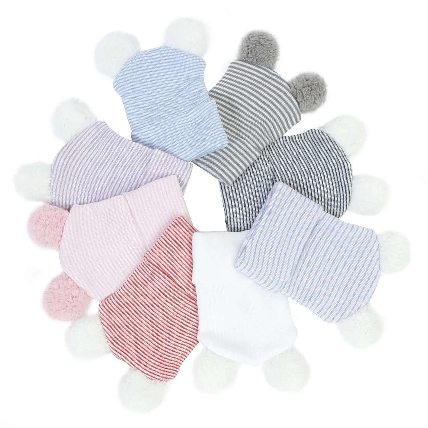 Ddmyshoesvip Newborn Cotton Striped Hat New Born Hospital Turban Beanie Baby Girls Cartoon Bear Toddler Soft Bonnet Bebes Warm Headwrap M