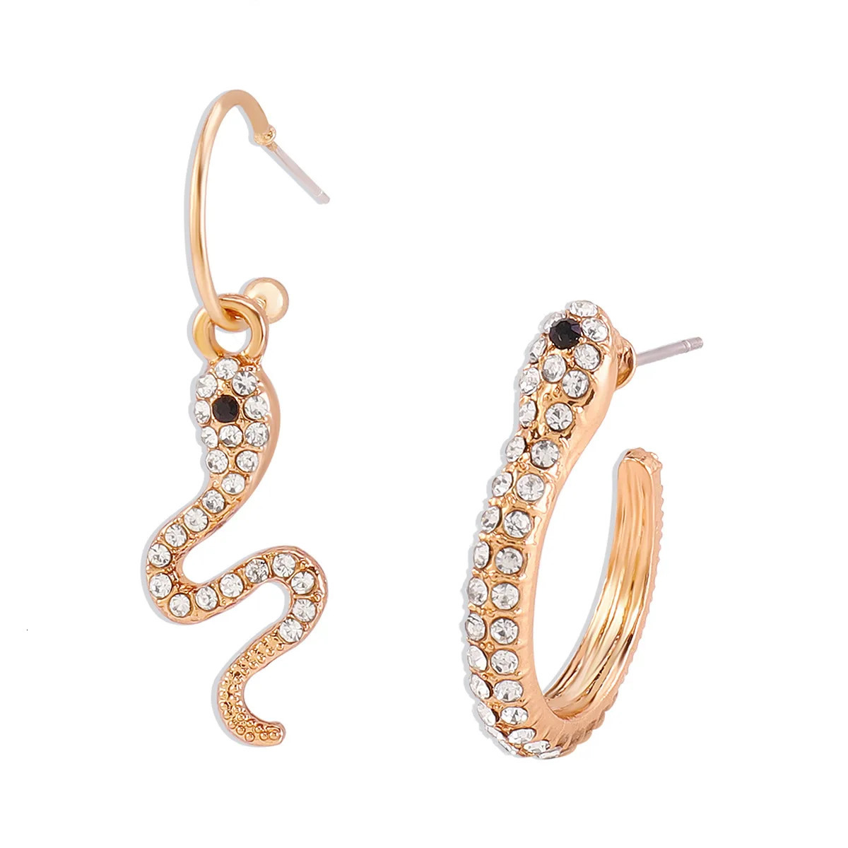 Exaggerated Micro embedded Serpentine Asymmetric Earrings Personalized Geometric Earrings 250220