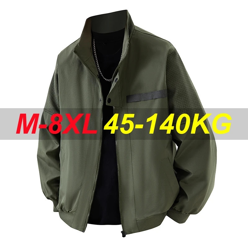 Spring Men Jacket Windbreaker Waterproof Plus Size 6XL 7XL 8XL Oversize Black Camping Coats Loose Male Thin Softshell 250218