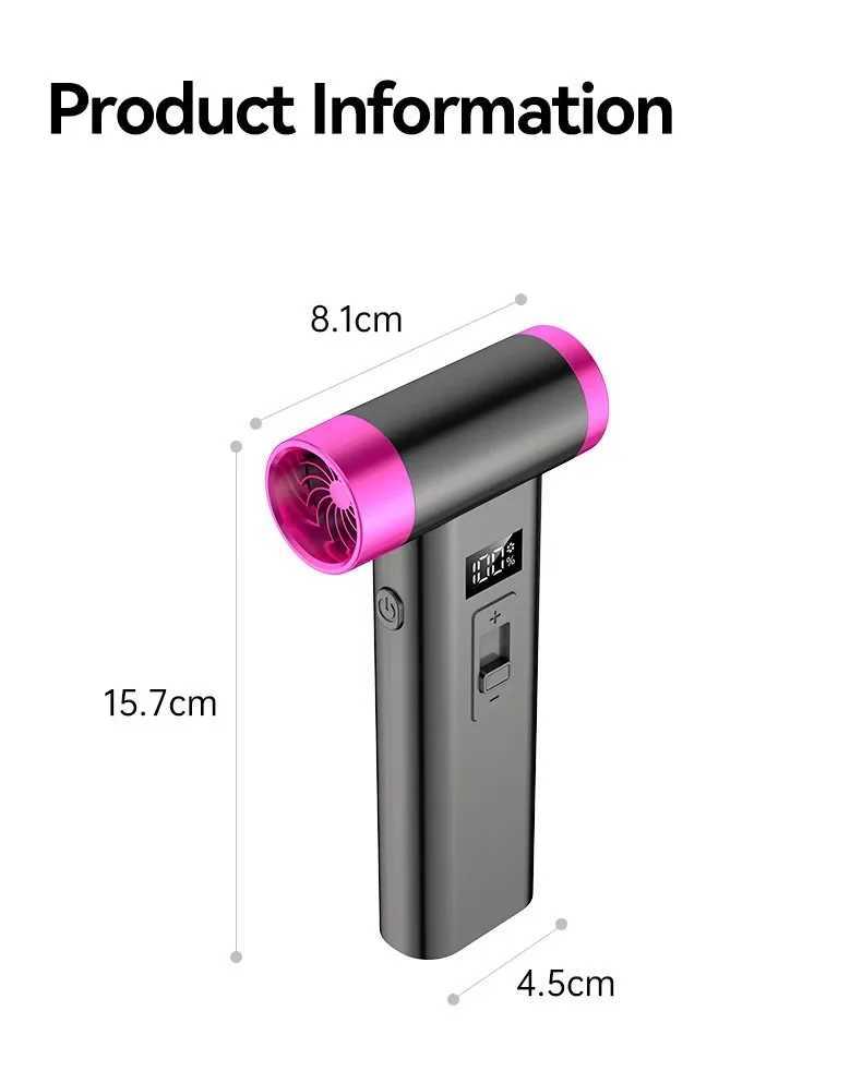 Portable Wireless Hair Dryer Multifunctional Air Duster Travel USB Rechargeable 0000RPM High Speed Blow Dryer Only Cold Wind W250220