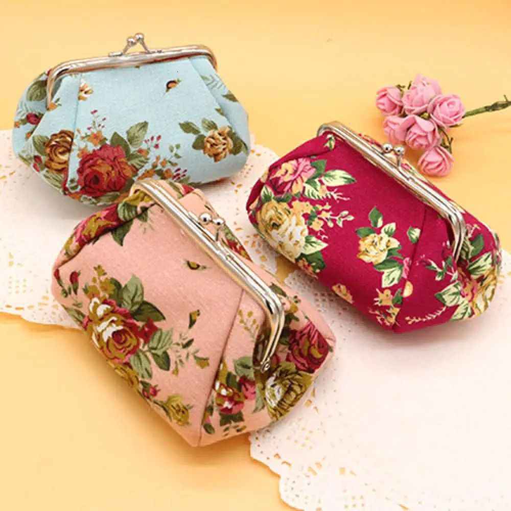 Women Wallet Flower Printed Canvas Card Holder Coin Purse Clutch Handbag Bag 250213