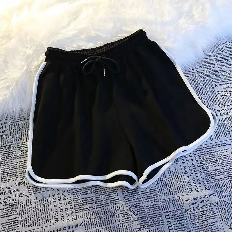 S-3XL Black Striped Shorts Women Oversized White Wide Leg Shorts Summer Korean Fashion High Waist Baggy Sports Short Pants 250217