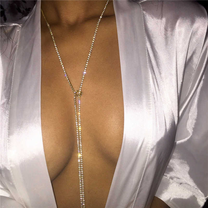 Pendant Necklaces Claw Chain with Diamonds Long Necklace Womens Multi drainage Diamond Collar Summer Beach Clothing Personality Long Pendant Accessori
