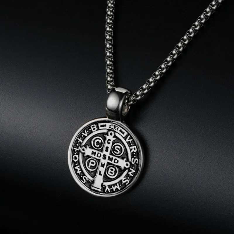 Stainl Steel Saint St. Benedict Collar Medal of San Benito Necklace Men Women Spiritual Virgin Mary Pendant Necklace For MenXJ250219