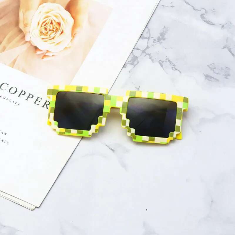 Ddmyshoesvip Kids Sunglasses Funny Sun Cosplay Action Game Toy Square Glasses Pixel Mosaic Thug Life Eyewear Children S Gift