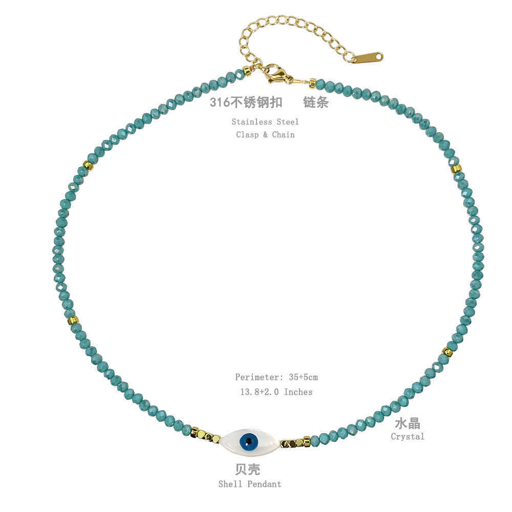 Pendant Necklaces Korean Ins style crystal bead necklace for women niche and versatile. Pearl colored beads collarbone chain dopamine jewelry H25219