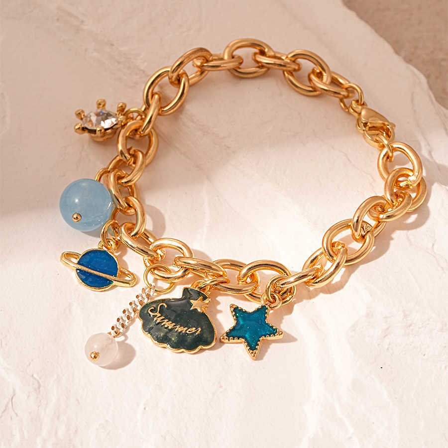 Charm Bracelets Ocean vacation oil droplets pearl tassel bracelet personalized fashion bracelet high-end feel bracelet H25220 2 FOFO