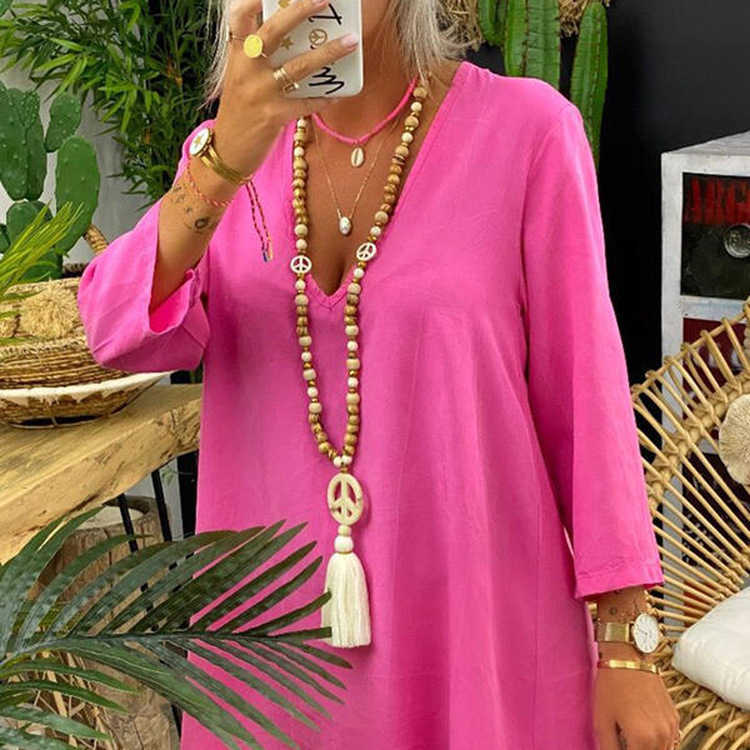 Pendant Necklaces Wooden Beaded Tassel Necklace womens Handmade Bohemian Peace Symbol Pendant sweater chain H25219