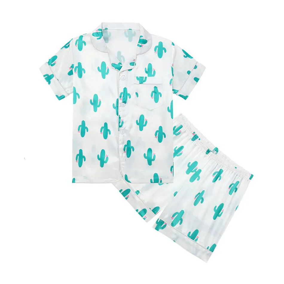 Children Clothing Children Printed Lightweight and Comfortable Home Pajama Set Boys and Girls Short Sleeved Shorts Pajama Set 250219
