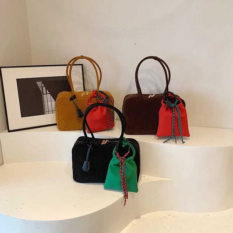 LEFTSIDE NUBUCK Shoder Bags Lady Tote Bag for Wen 2024 Winter New Trend Y2K Korean Fashion Design Handbags and Purses Z250318