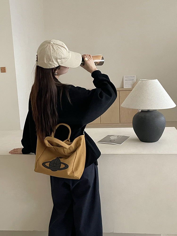 Saturn canvas bag Trend American large capacity Tote bag hand bill shoulder cross body bag