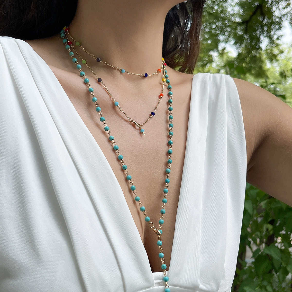 Pendant Necklaces Fashion inspired tassel Y-shaped chain necklace for women simple and multi-layered inlaid crystal collarbone chain H25219