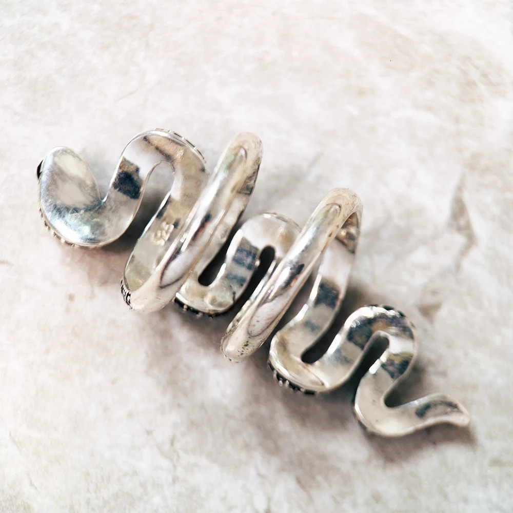 Long Black Snake Ring Europe Style Vintage Fine Jewerly For Girls Women Gift In 925 Sterling Silver 250220