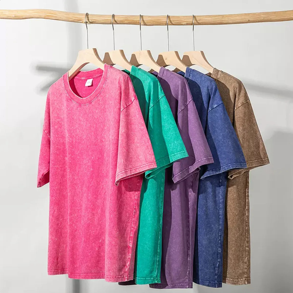 American Style Retro Heavyweight Solid Color Short Sleeved T-shirt Men Women Summer Street Trendy Washed Old Oversized Clothes 250217