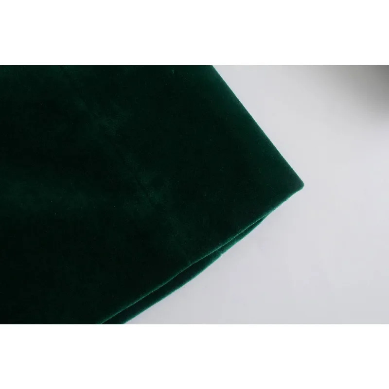 Elegant Velvet Women Blazer Fashion Office Wear ButtonsUp Long Sleeve Pockets Vintage Green Female Outfitt 250213