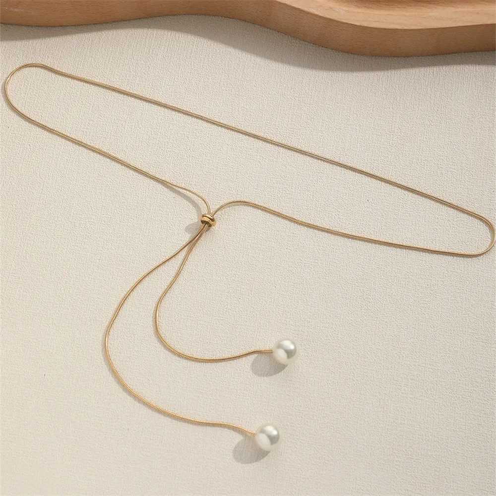 Tren Imitation Pearls Necklace For Women Gold Silver Color Adjustable Chain Choker Girls Simple Party Jewelry AccoriesXJ250219