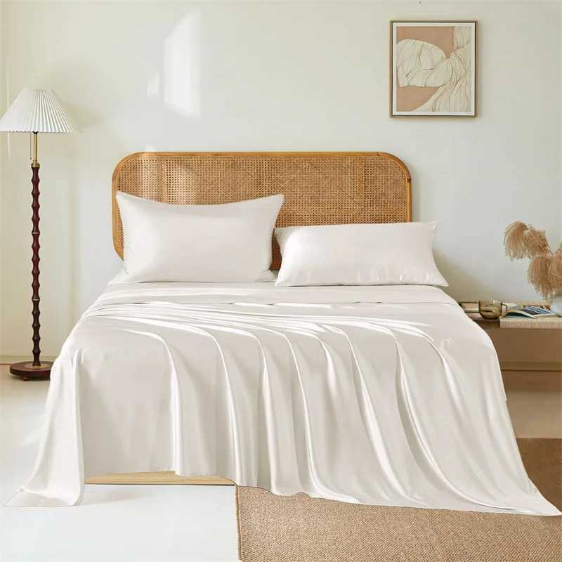 100% Silk Bed Sheet Set Luxury Mulberry Silk Bedding Sets Twin Full Double Queen King Size Fitted Sheet Flat Sheet case Y250219