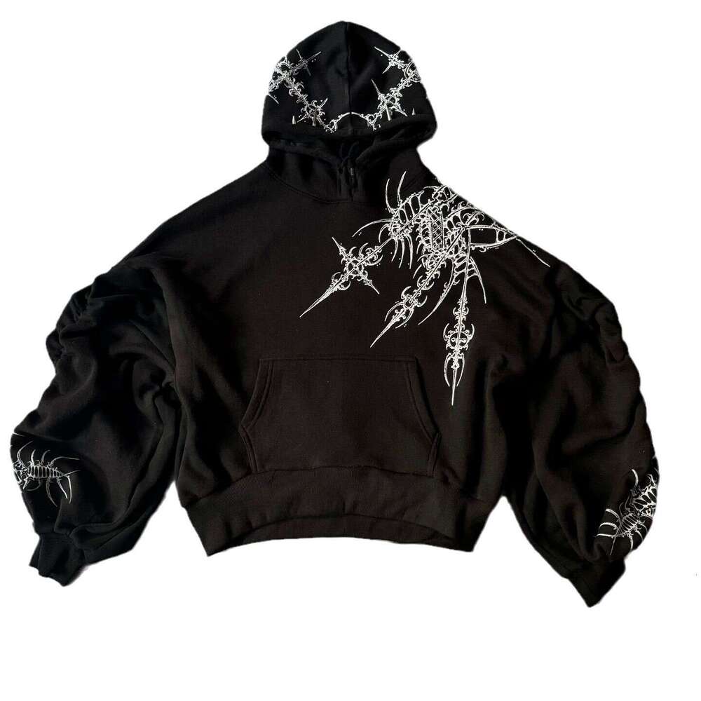 Sweatshirt printed pattern long sleeved pullover hoodie dark street trend y2k